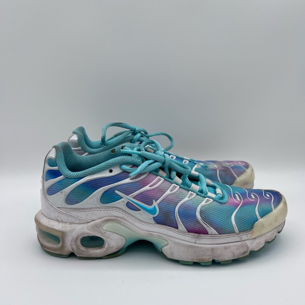Nike Air Max Plus‎ Running Shoes Sneaker Size 6Y White Aqua Tie Dye BV1239-100